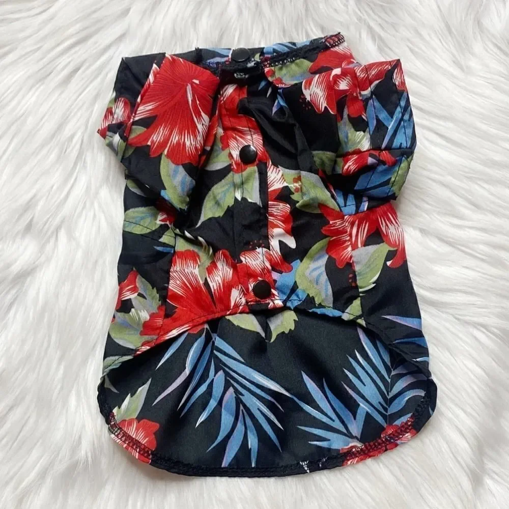 Barkey Bahama Coast Breeze Floral Camp Shirt Black and Red Size Medium